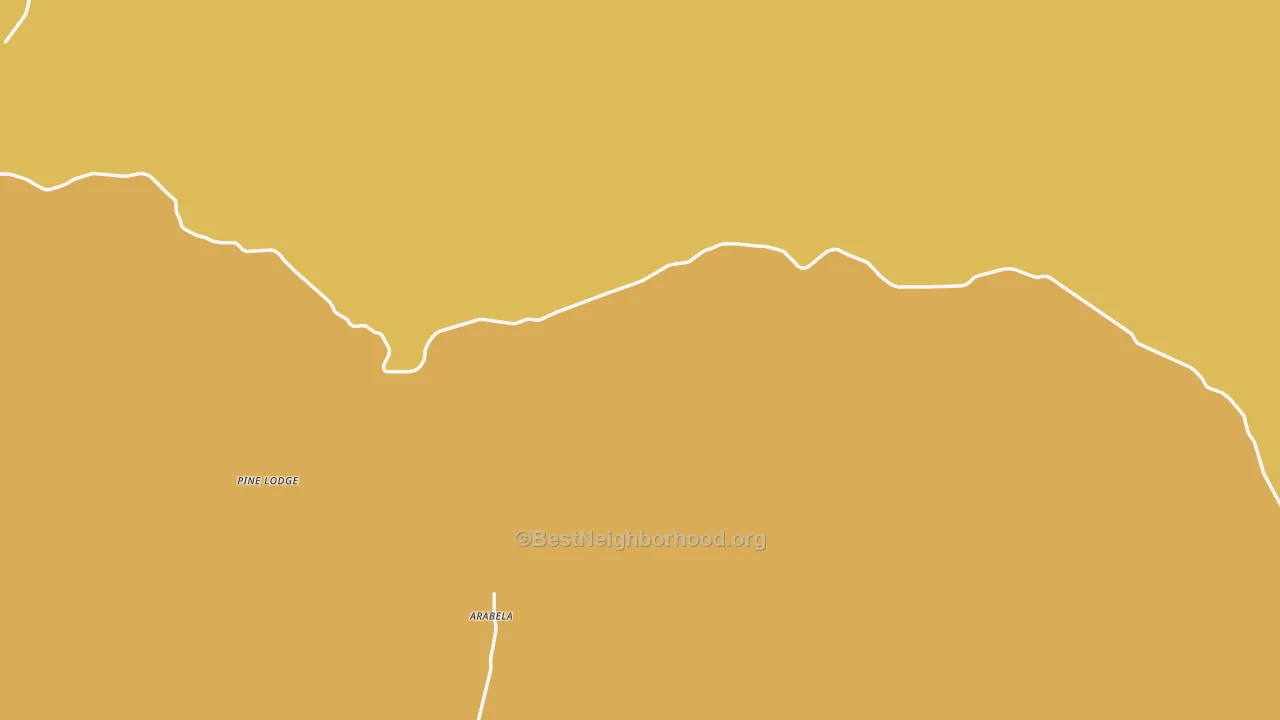 Map of the best neighborhoods in the Tinnie area, with better matches in green and worse matches in red
