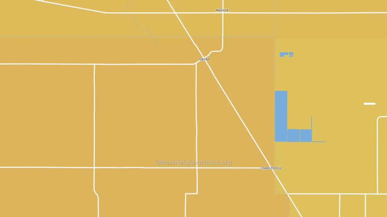 Map of the best neighborhoods in the Tintah area, with better matches in green and worse matches in red