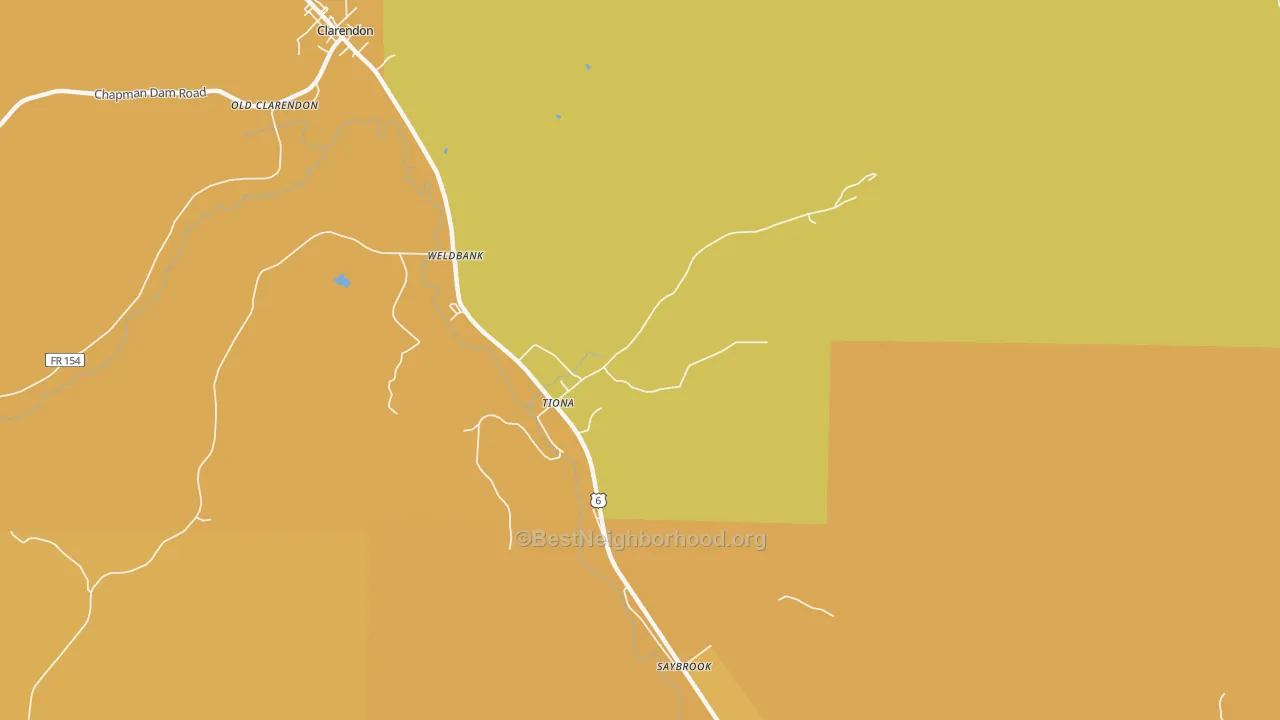 Map of the best neighborhoods in the Tiona area, with better matches in green and worse matches in red