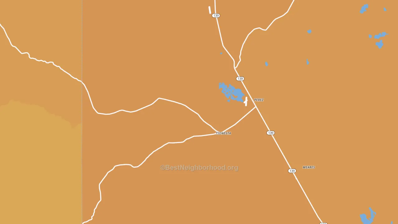 Map of the best neighborhoods in the Tionesta area, with better matches in green and worse matches in red