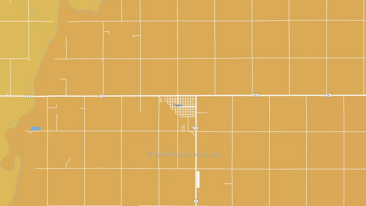 Map of the best neighborhoods in the Tipton area, with better matches in green and worse matches in red