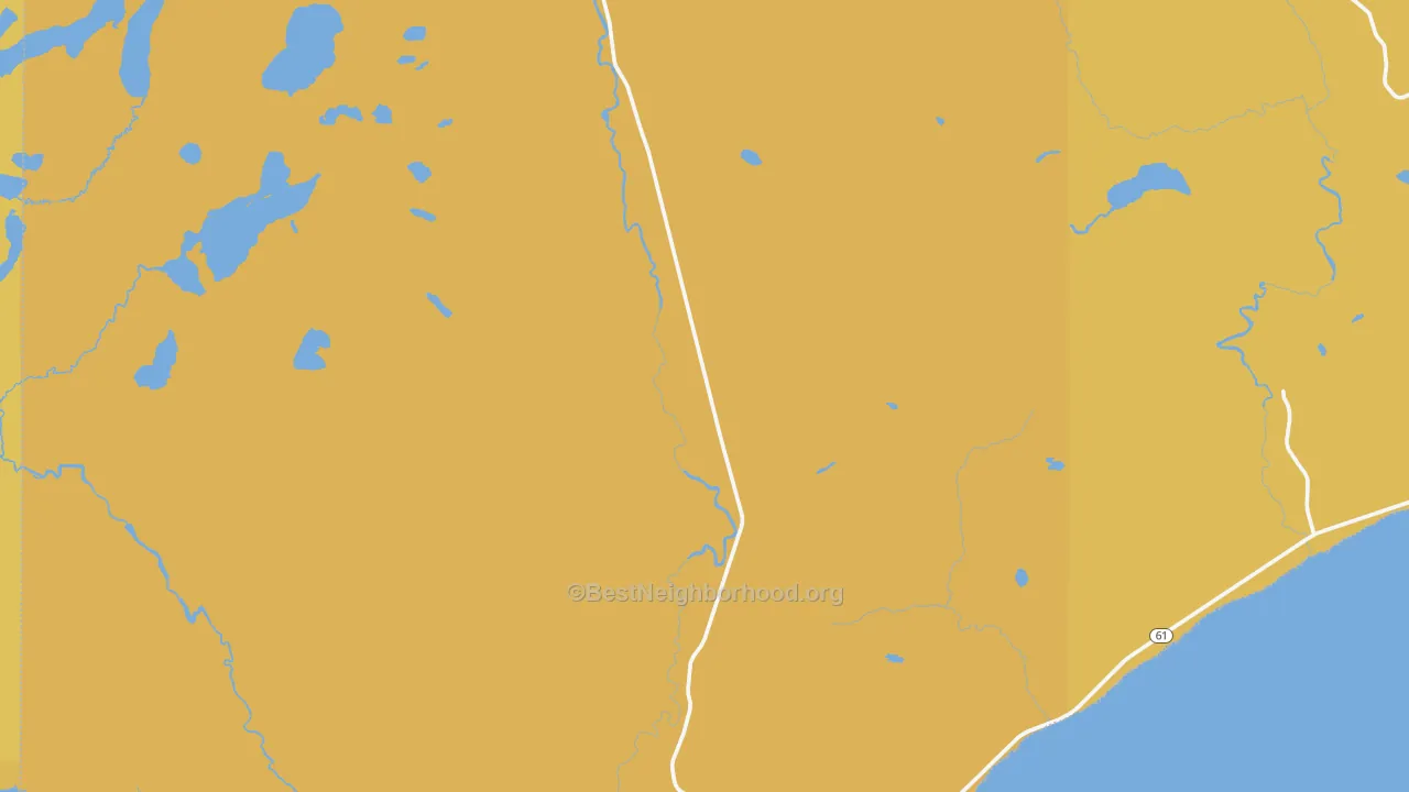 Map of the best neighborhoods in the Tofte area, with better matches in green and worse matches in red