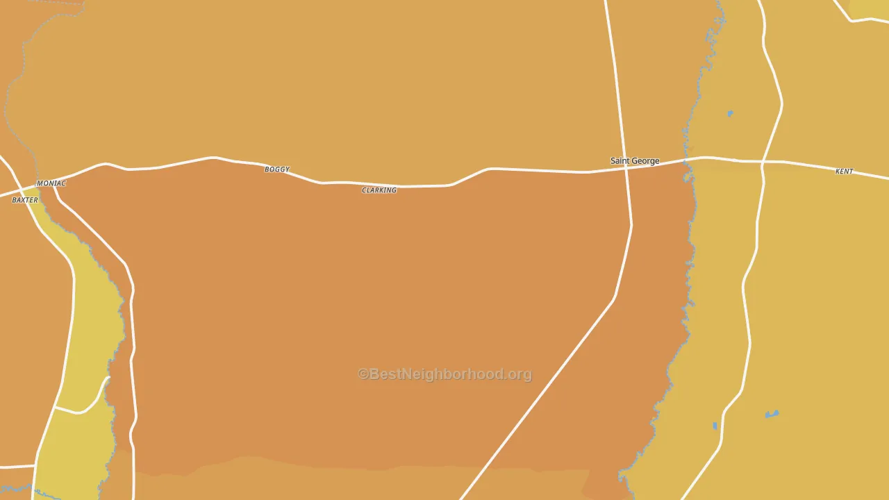 Map of the best neighborhoods in the Toledo area, with better matches in green and worse matches in red
