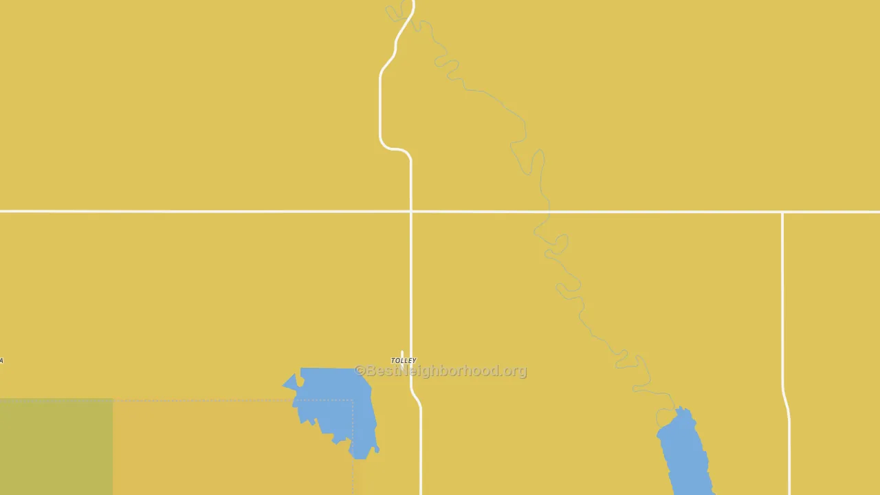 Map of the best neighborhoods in the Tolley area, with better matches in green and worse matches in red