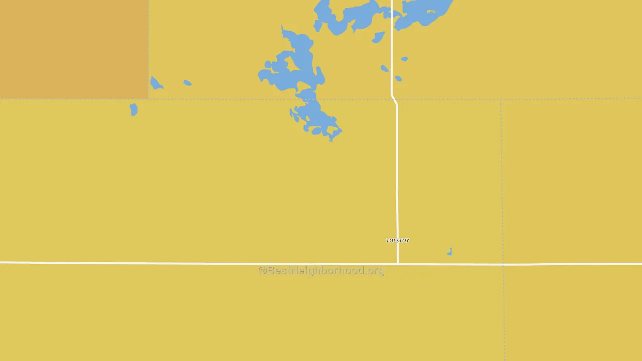 Map of the best neighborhoods in the Tolstoy area, with better matches in green and worse matches in red