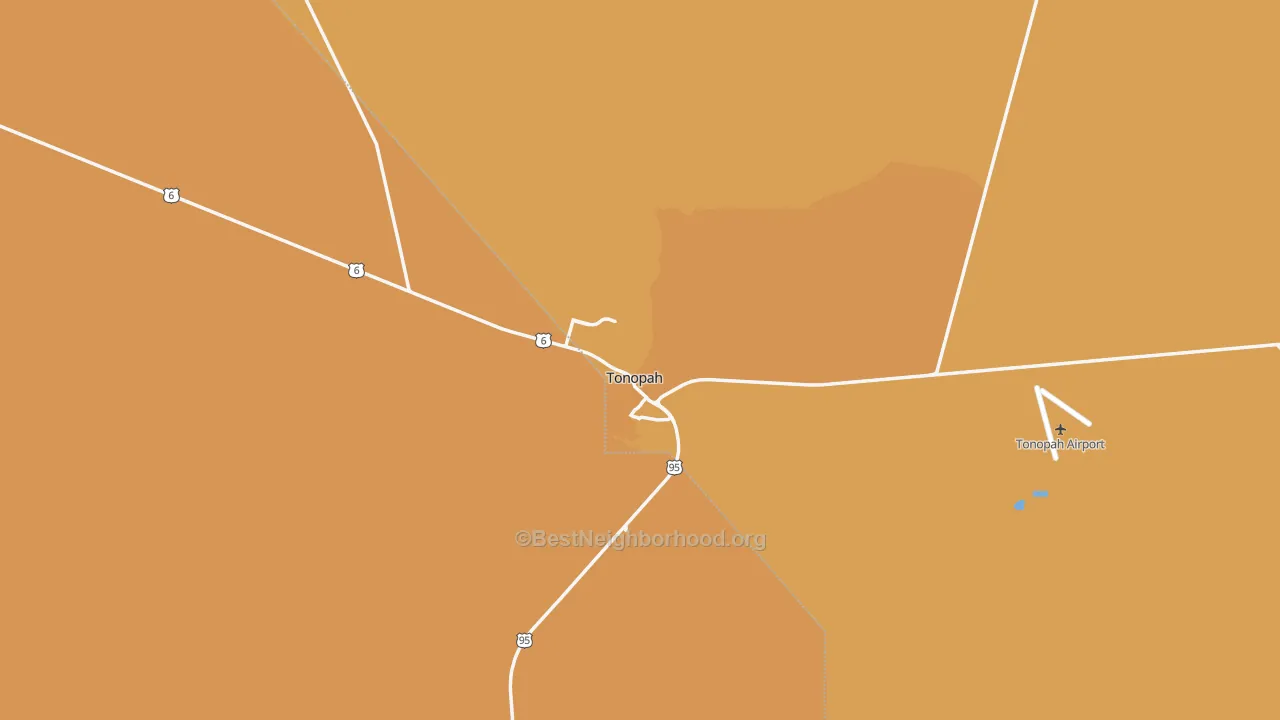 Map of the best neighborhoods in the Tonopah area, with better matches in green and worse matches in red
