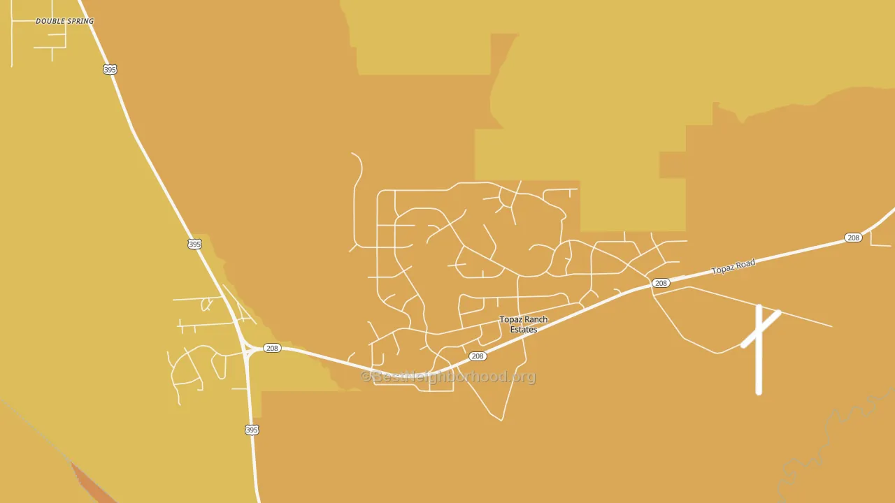 Map of the best neighborhoods in the Topaz Ranch Estates area, with better matches in green and worse matches in red