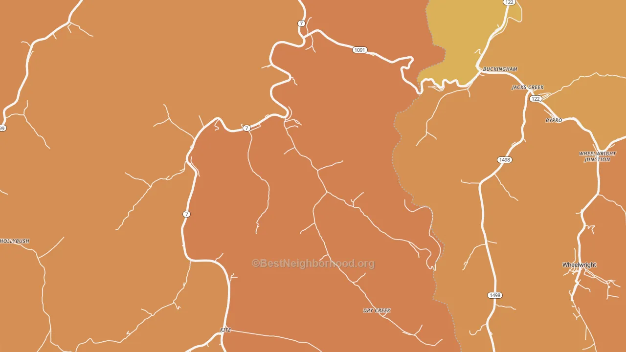 Map of the best neighborhoods in the Topmost area, with better matches in green and worse matches in red