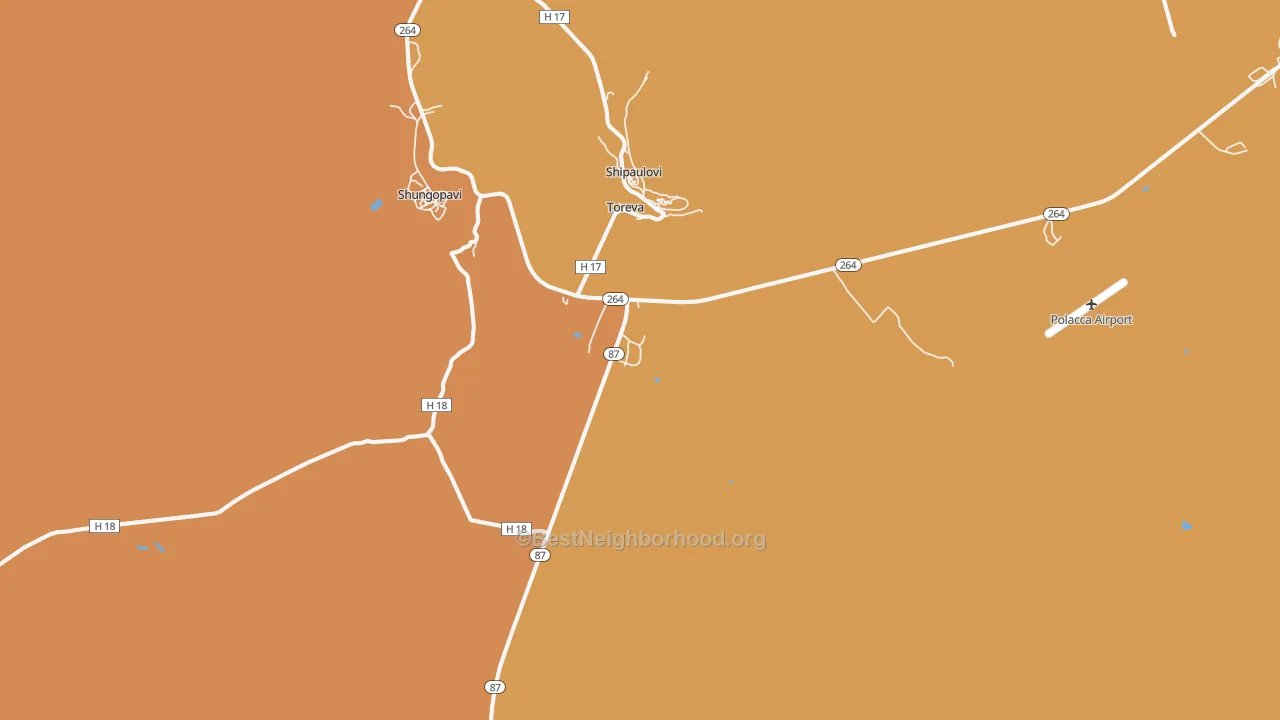 Map of the best neighborhoods in the Toreva area, with better matches in green and worse matches in red