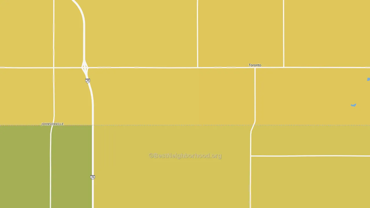 Map of the best neighborhoods in the Toronto area, with better matches in green and worse matches in red