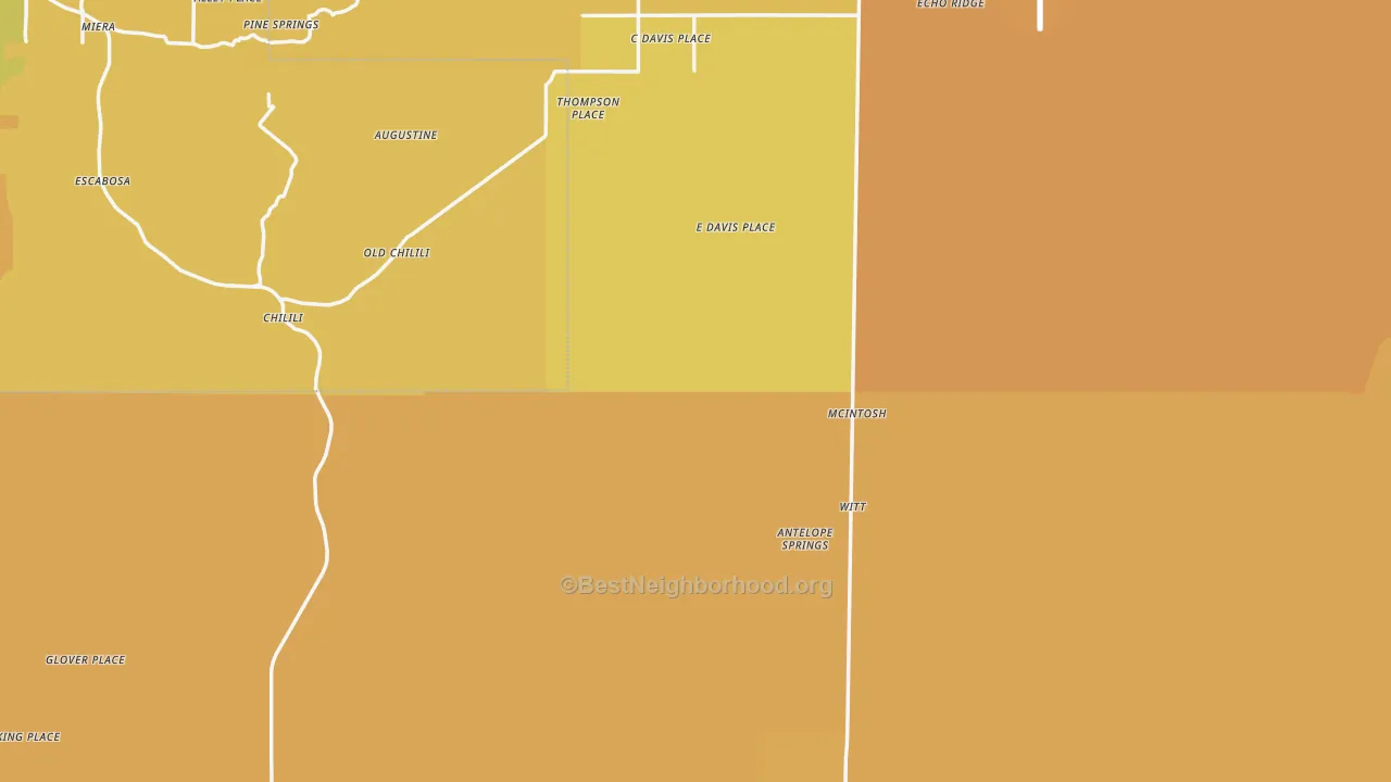 Map of the best neighborhoods in the Torrance County area, with better matches in green and worse matches in red