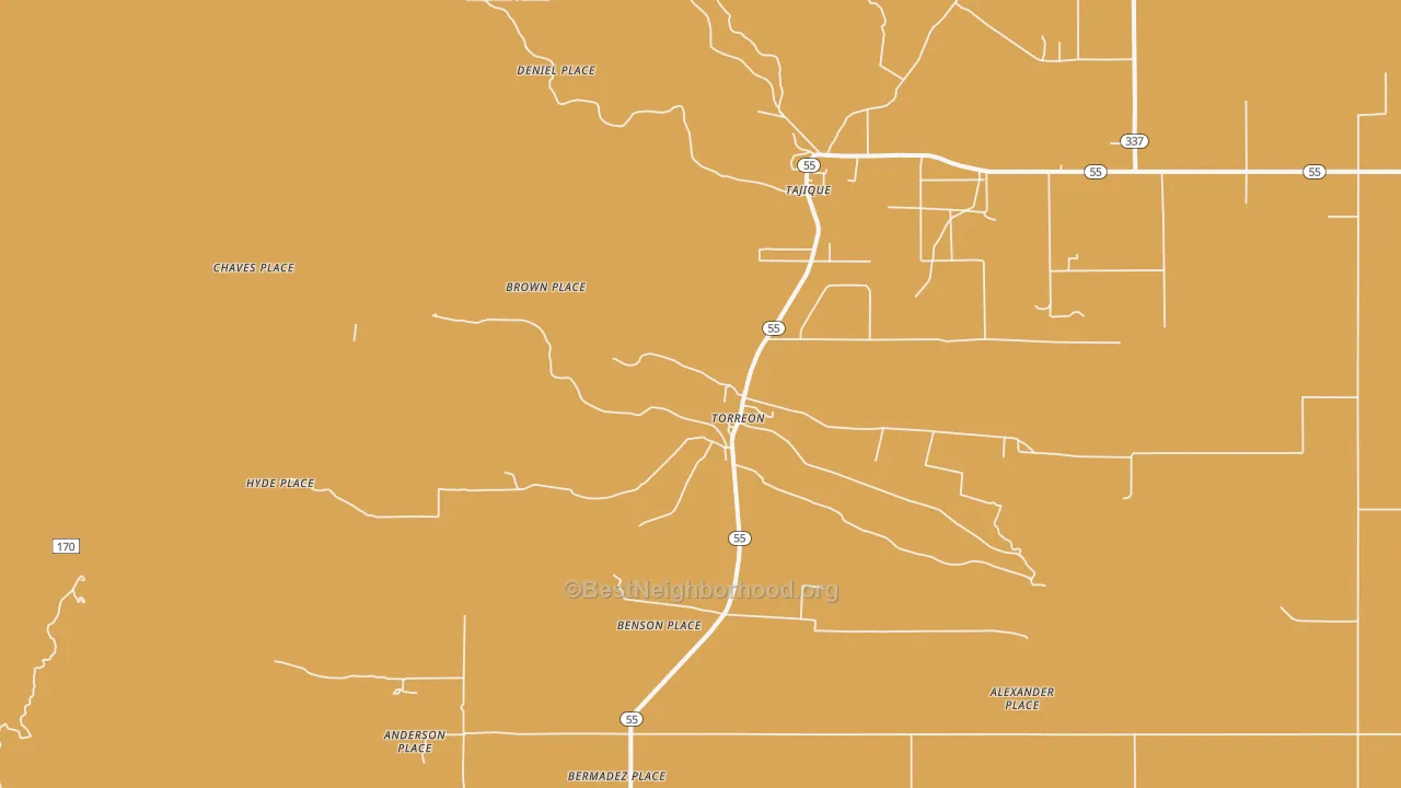 Map of the best neighborhoods in the Torreon area, with better matches in green and worse matches in red