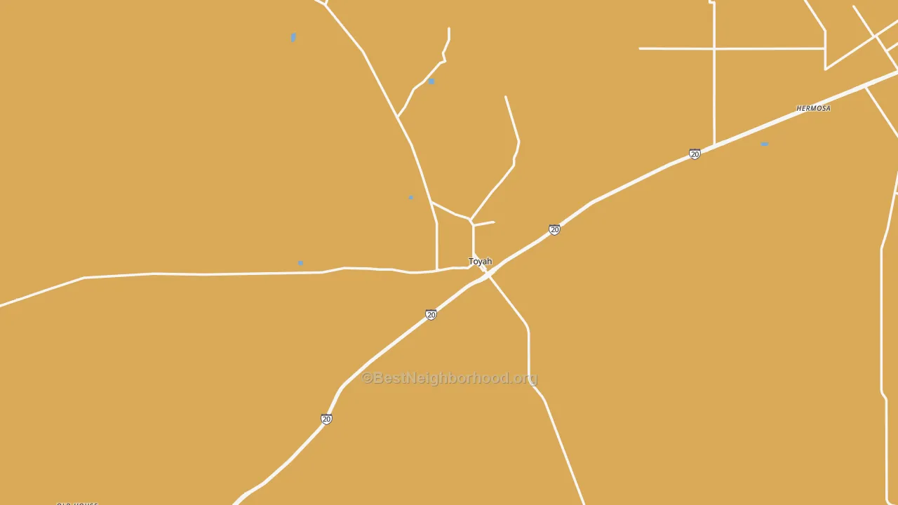 Map of the best neighborhoods in the Toyah area, with better matches in green and worse matches in red