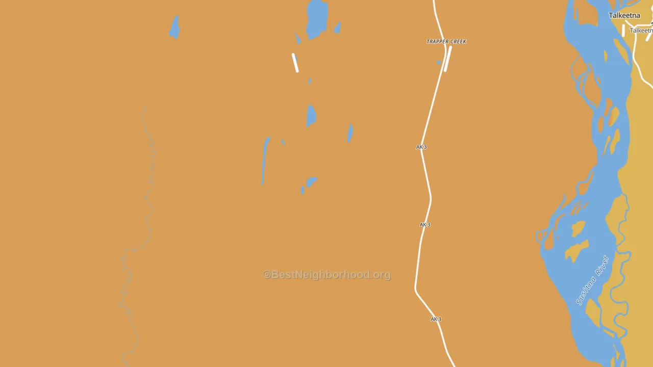 Map of the best neighborhoods in the Trapper Creek area, with better matches in green and worse matches in red