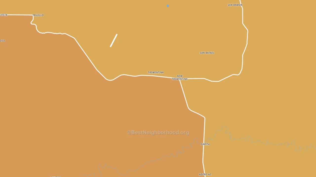 Map of the best neighborhoods in the Trementina area, with better matches in green and worse matches in red