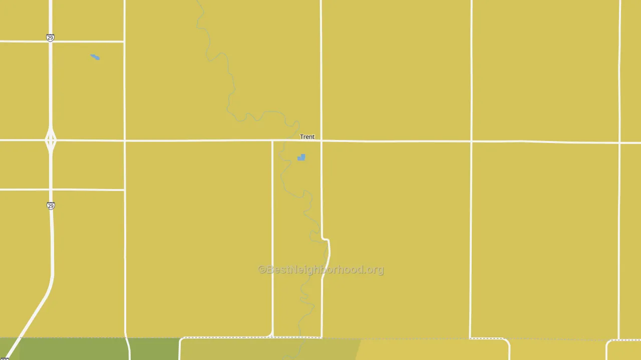 Map of the best neighborhoods in the Trent area, with better matches in green and worse matches in red