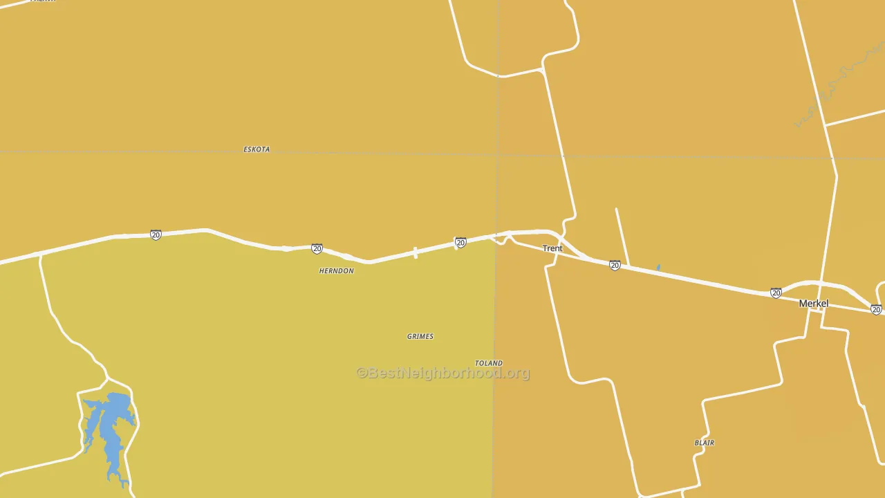 Map of the best neighborhoods in the Trent area, with better matches in green and worse matches in red