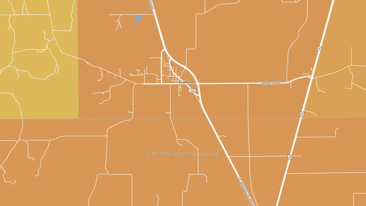 Map of the best neighborhoods in the Trinity area, with better matches in green and worse matches in red