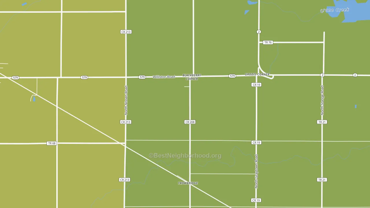 Map of the best neighborhoods in the Trowbridge area, with better matches in green and worse matches in red