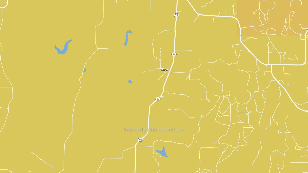 Map of the best neighborhoods in the Truce area, with better matches in green and worse matches in red