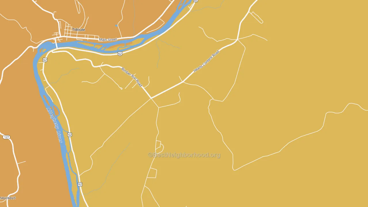 Map of the best neighborhoods in the Trunkeyville area, with better matches in green and worse matches in red