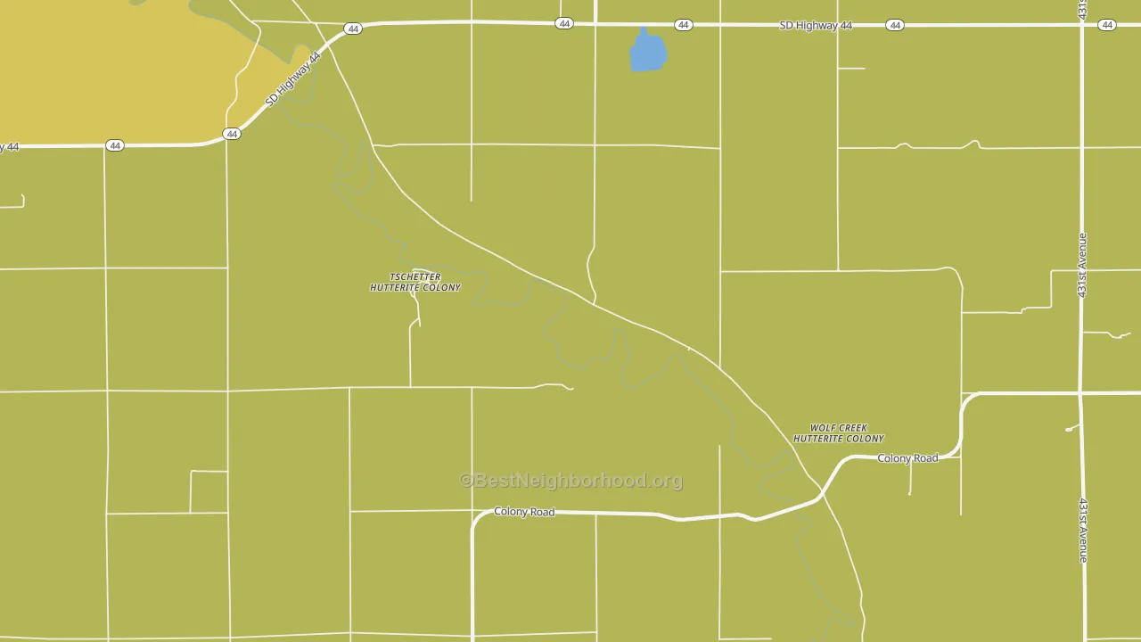 Map of the best neighborhoods in the Tschetter Colony area, with better matches in green and worse matches in red
