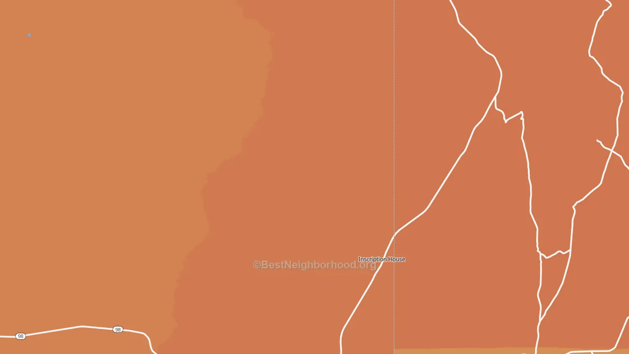 Map of the best neighborhoods in the Tsegi area, with better matches in green and worse matches in red