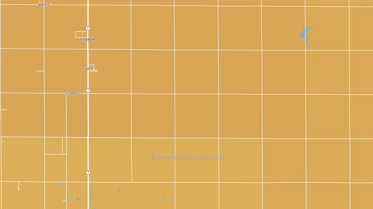 Map of the best neighborhoods in the Turck area, with better matches in green and worse matches in red