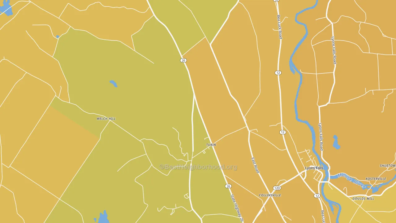 Map of the best neighborhoods in the Turin area, with better matches in green and worse matches in red