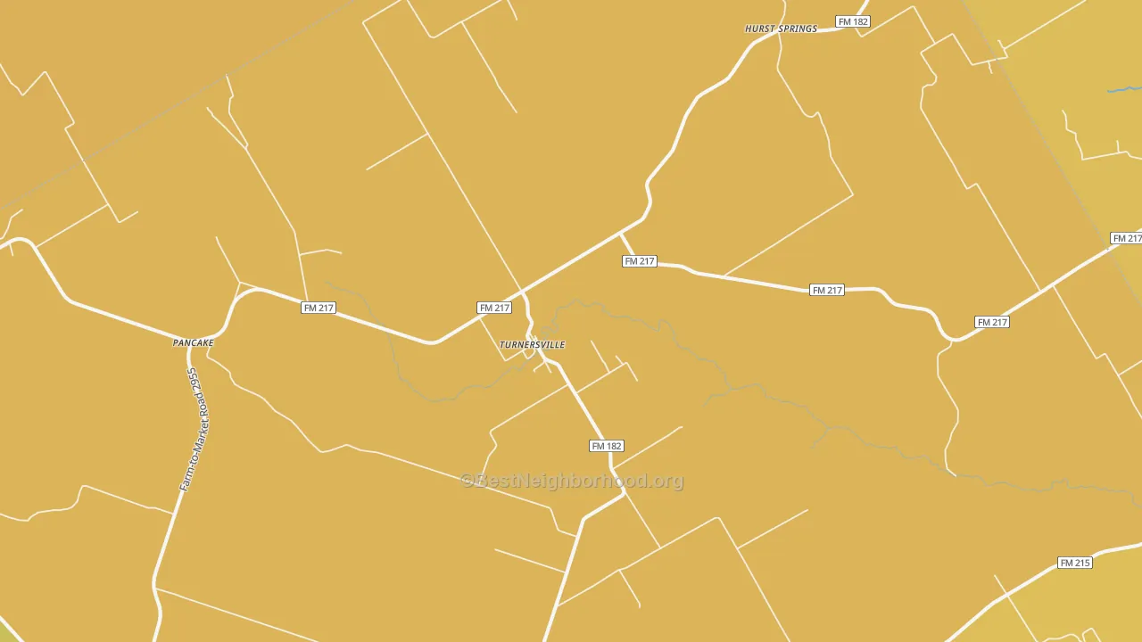 Map of the best neighborhoods in the Turnersville area, with better matches in green and worse matches in red