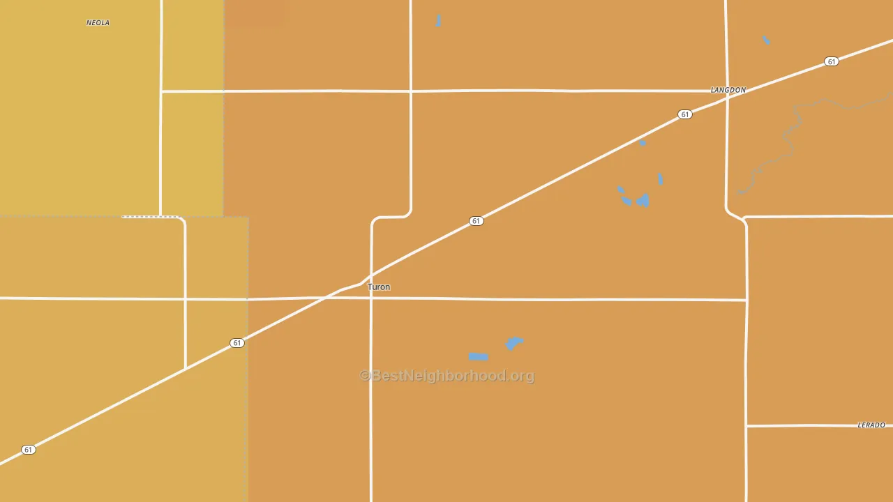 Map of the best neighborhoods in the Turon area, with better matches in green and worse matches in red