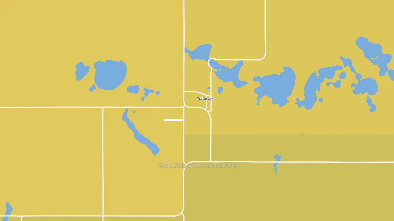 Map of the best neighborhoods in the Turtle Lake area, with better matches in green and worse matches in red