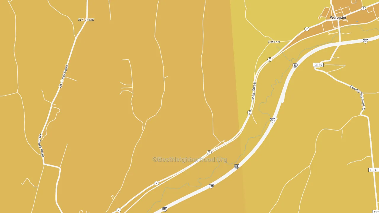 Map of the best neighborhoods in the Tuscan area, with better matches in green and worse matches in red