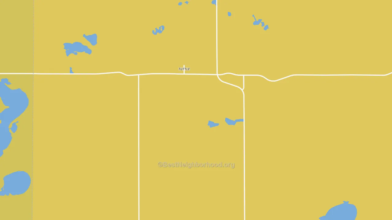 Map of the best neighborhoods in the Tuttle area, with better matches in green and worse matches in red