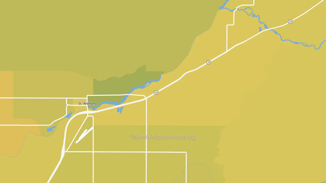 Map of the best neighborhoods in the Twin Groves area, with better matches in green and worse matches in red
