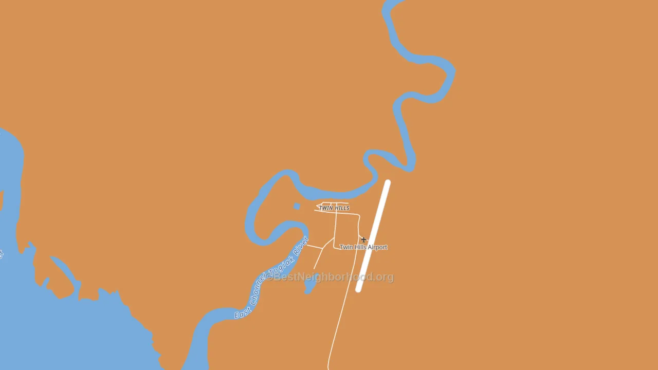 Map of the best neighborhoods in the Twin Hills area, with better matches in green and worse matches in red