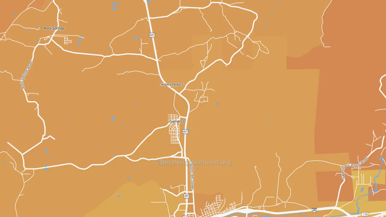 Map of the best neighborhoods in the Twin Lakes area, with better matches in green and worse matches in red