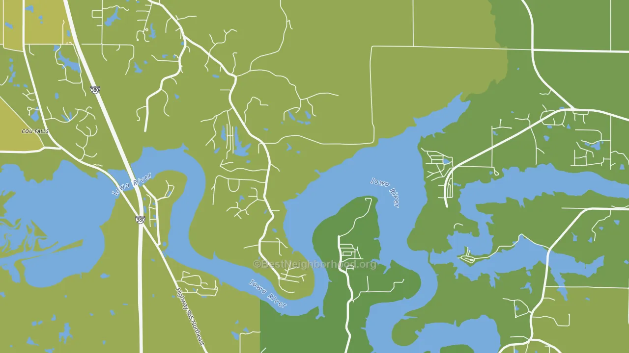 Map of the best neighborhoods in the Twin View Heights area, with better matches in green and worse matches in red