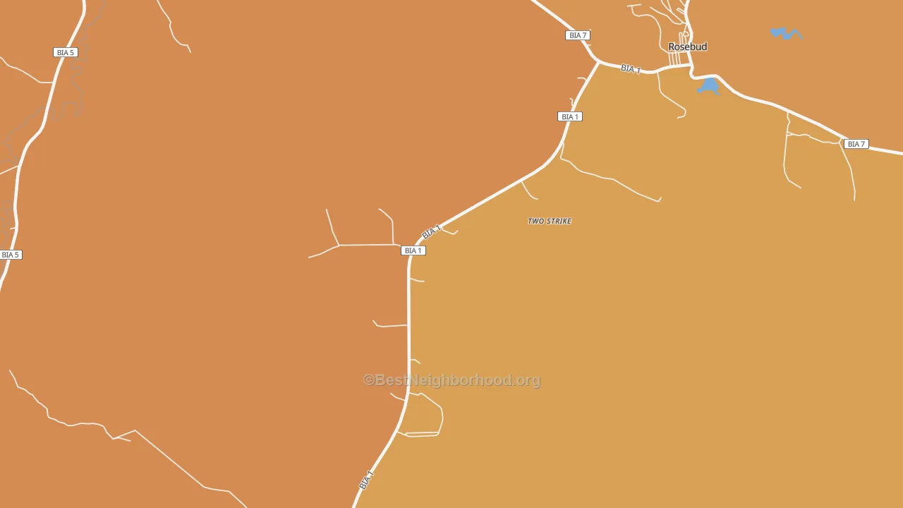 Map of the best neighborhoods in the Two Strike area, with better matches in green and worse matches in red
