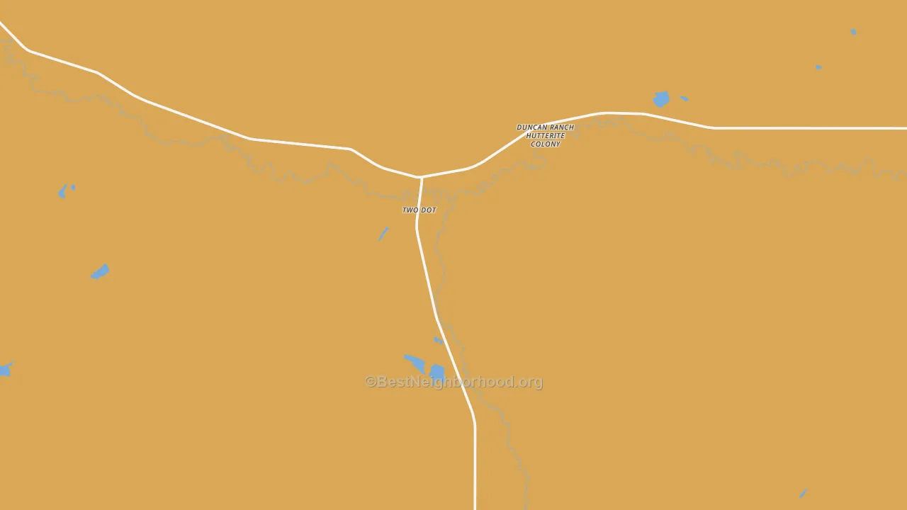 Map of the best neighborhoods in the Twodot area, with better matches in green and worse matches in red