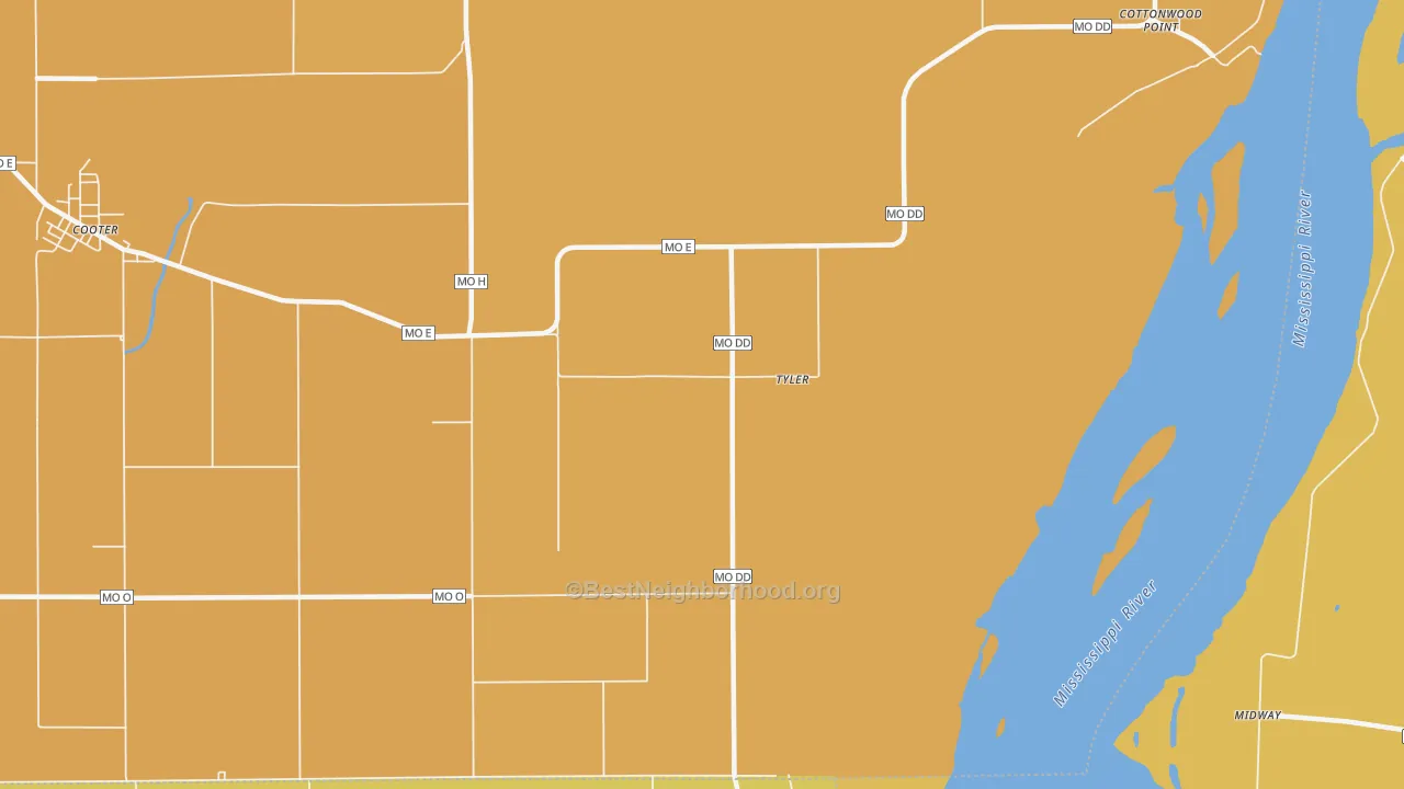 Map of the best neighborhoods in the Tyler area, with better matches in green and worse matches in red