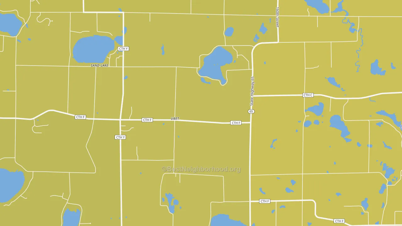 Map of the best neighborhoods in the Ubet area, with better matches in green and worse matches in red