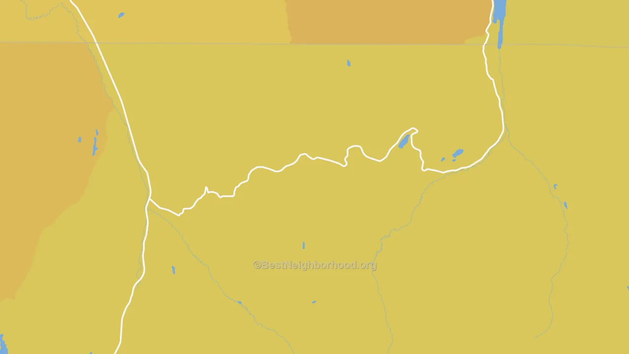 Map of the best neighborhoods in the Uinta National Forest area, with better matches in green and worse matches in red