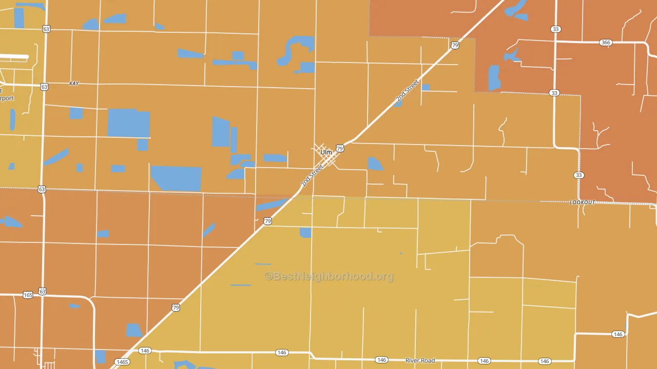 Map of the best neighborhoods in the Ulm area, with better matches in green and worse matches in red