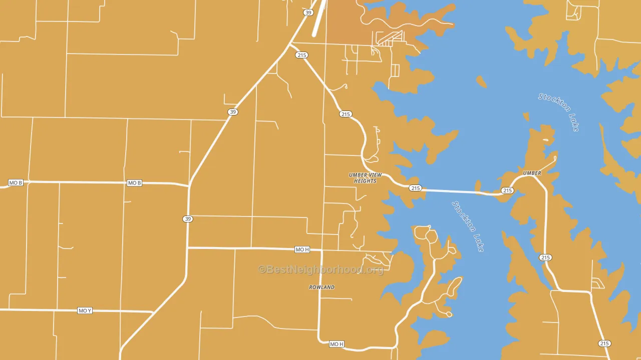 Map of the best neighborhoods in the Umber View Heights area, with better matches in green and worse matches in red