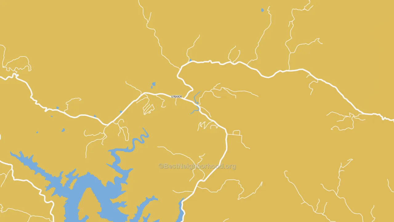 Map of the best neighborhoods in the Unaka area, with better matches in green and worse matches in red