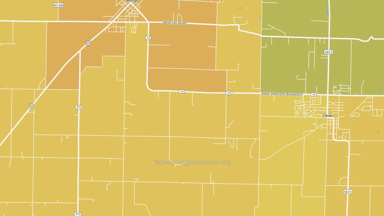 Map of the best neighborhoods in the Union City area, with better matches in green and worse matches in red