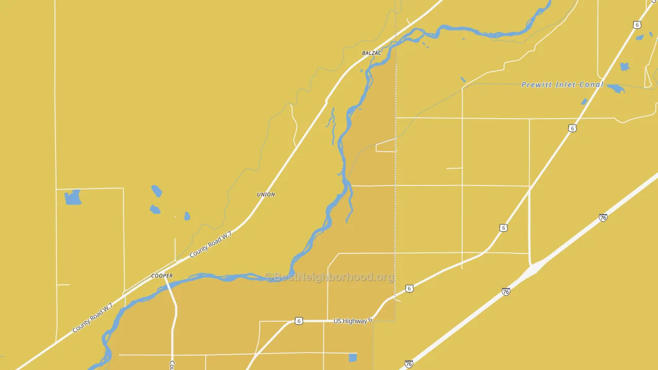Map of the best neighborhoods in the Union area, with better matches in green and worse matches in red