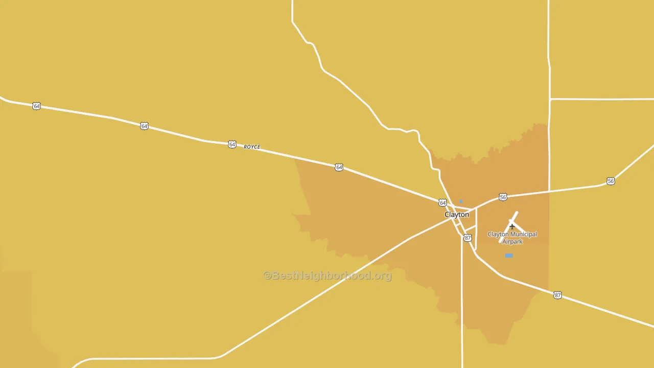 Map of the best neighborhoods in the Union County area, with better matches in green and worse matches in red