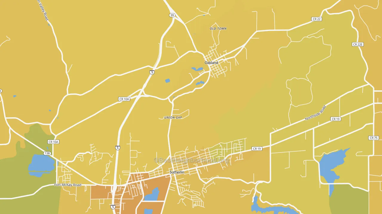 Map of the best neighborhoods in the Union Gap area, with better matches in green and worse matches in red